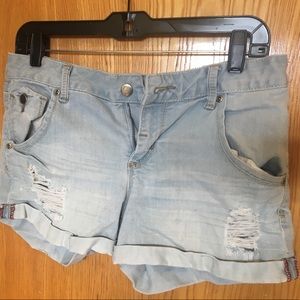 Denim shorts with distressed pockets size 27